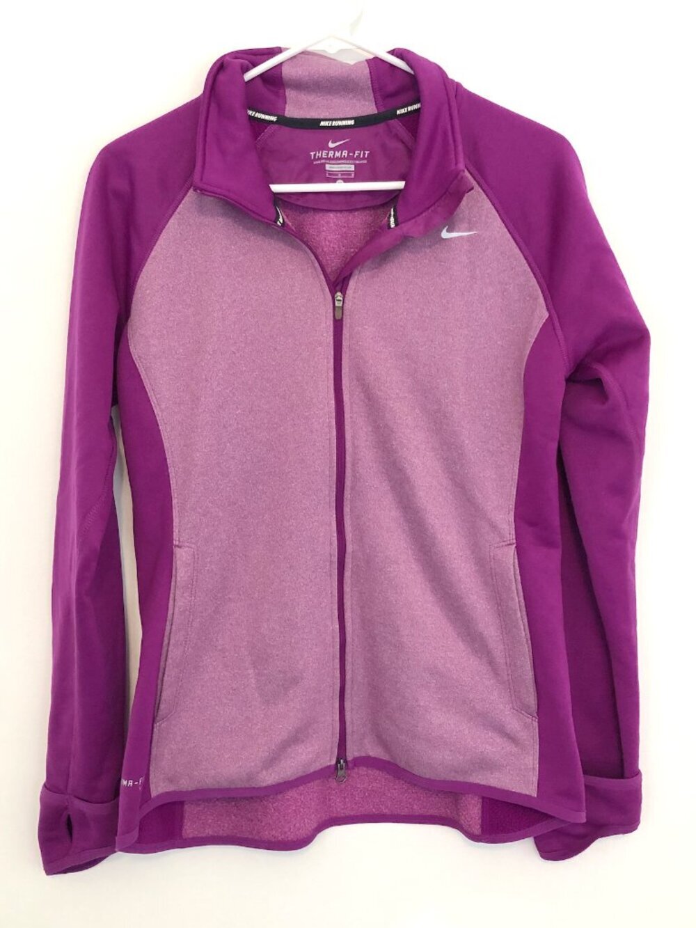 NIKE RUNNING Therma Fit Purple Colorblock Fleece Line Full Zip Sweatshirt Jacket